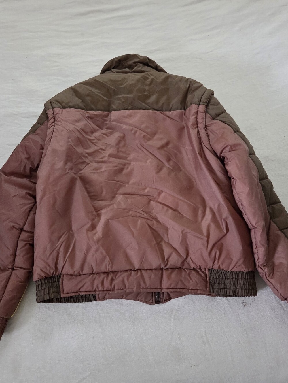 Vintage Men's Brown & Yellow Colorblock Puffer Jacket XL Neutral - Picture 13 of 14